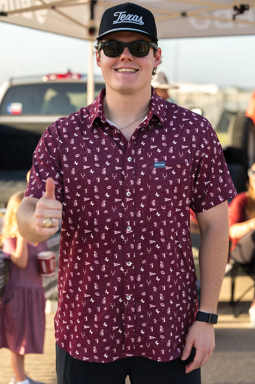 Performance Button Up - Maroon Gameday