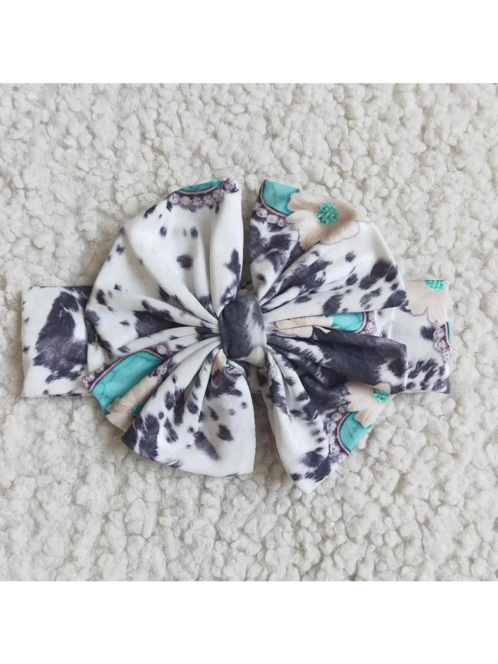 Turquoise COWPRINT Bow